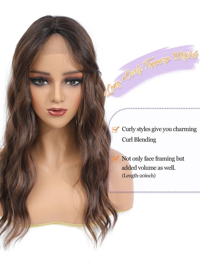 PANEWAY Hair Topper 20 Inch Synthetic Wavy Clip-In Topper for Daily Wear, Instant Volume & Length, Breathable for All-Day Comfort, Perfect for Thinning Hair (Brunette Brown Balayge with Dark Root) - Image 2